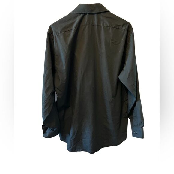 MENS ARROW Regular Fit Wrinkle Free Black Button Up Collared Dress Shirt XL - Picture 2 of 7